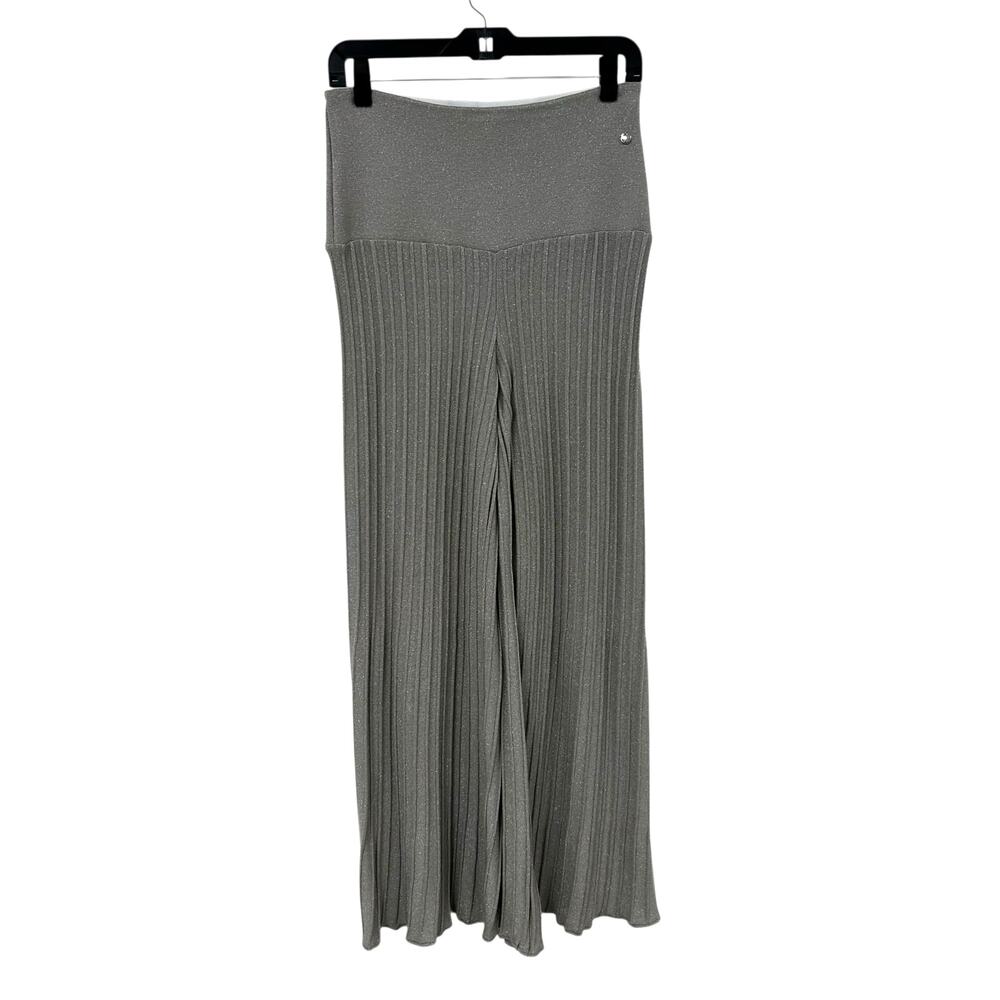 NWT Biana Beige Silver Shimmer Wide Leg Pull On Kiarah Pants Womens Small